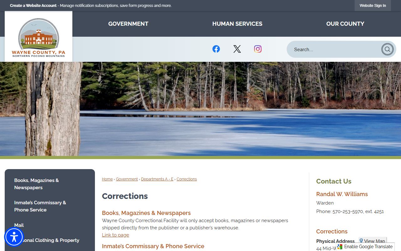 Wayne County Correctional Facility inmate records and Corrections contact page